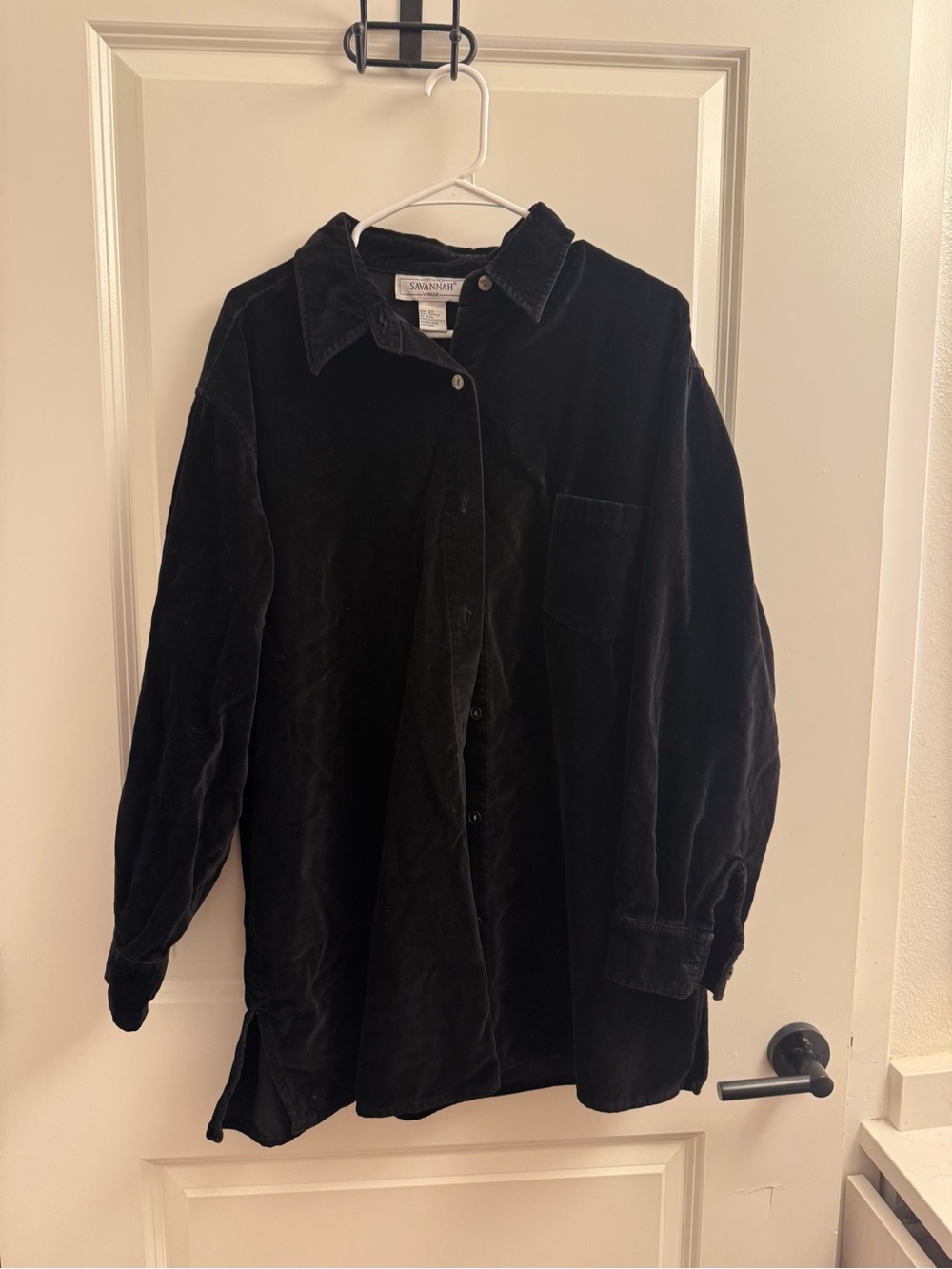 Vintage Black Oversized Corduroy Button-Up Jacket 2X